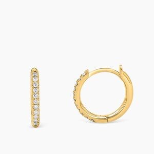 Baby Gold 9mm Diamond Huggie Earrings 14k